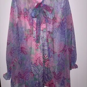 Vintage Vanity Fair Nylon Tricot Peignoir Set – Sheer Floral Robe & Nightgown